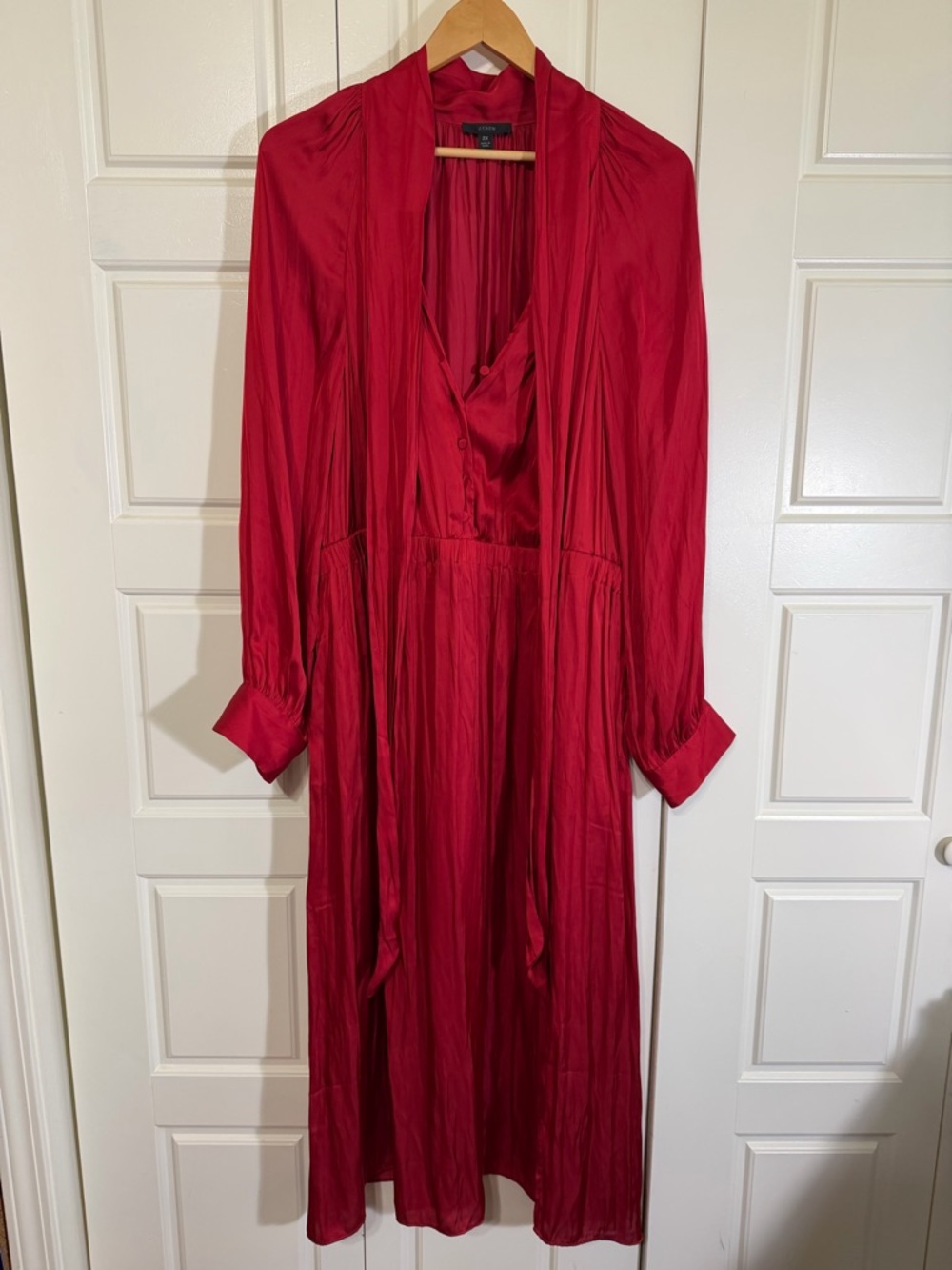 J. Crew Red Long Sleeve Midi Dress